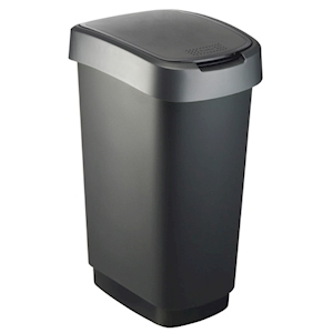Abfalleimer TWIST 10 lt, schwarz/dunkelsilber
